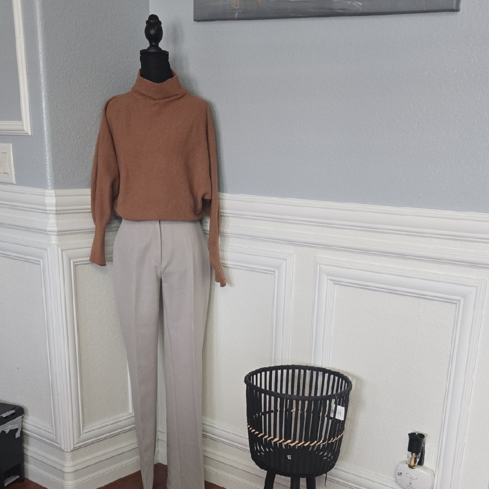 Chic Tan and Gray Women's Trousers
